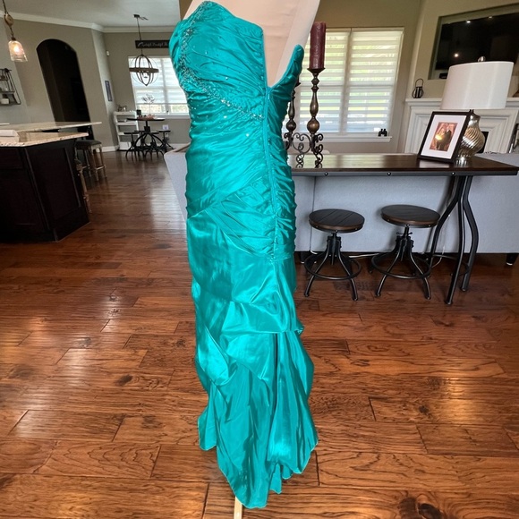 VTG 90's Dresses by Deb Prom Formal Evening Gown Dress Size 5/6 Green Lace Up - Picture 4 of 17